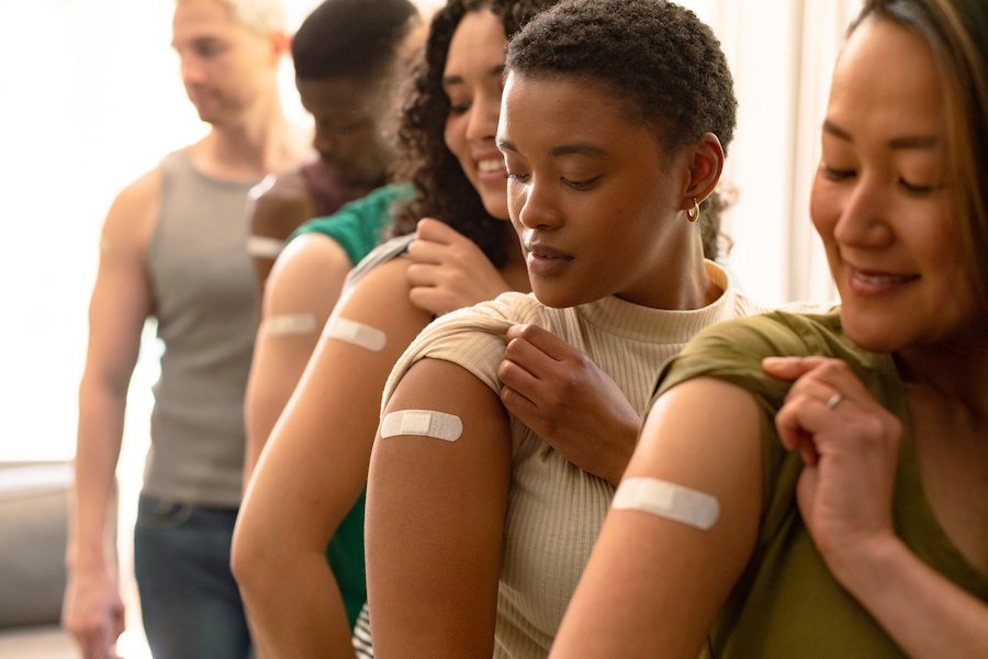 line of patients post-vaccination